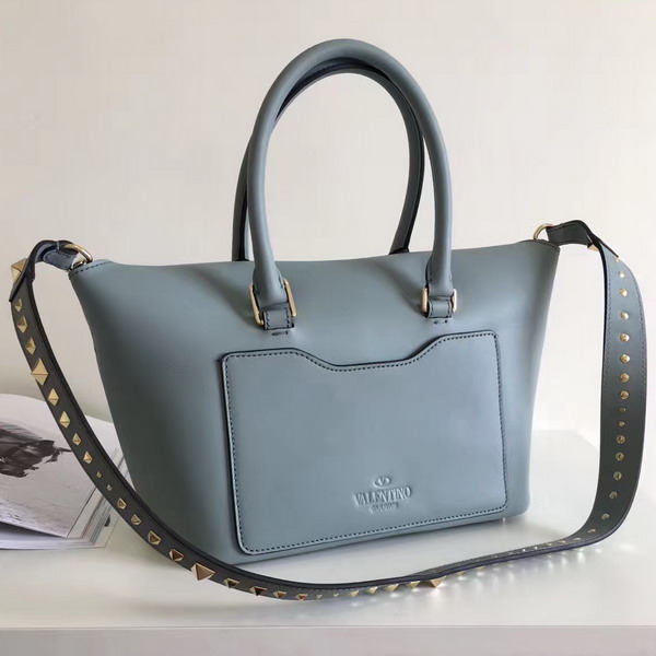 Valentino Garavani Demilune Double Handle Bag in Light Blue Calfskin Leather For Sale