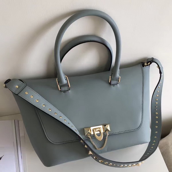 Valentino Garavani Demilune Double Handle Bag in Light Blue Calfskin Leather For Sale