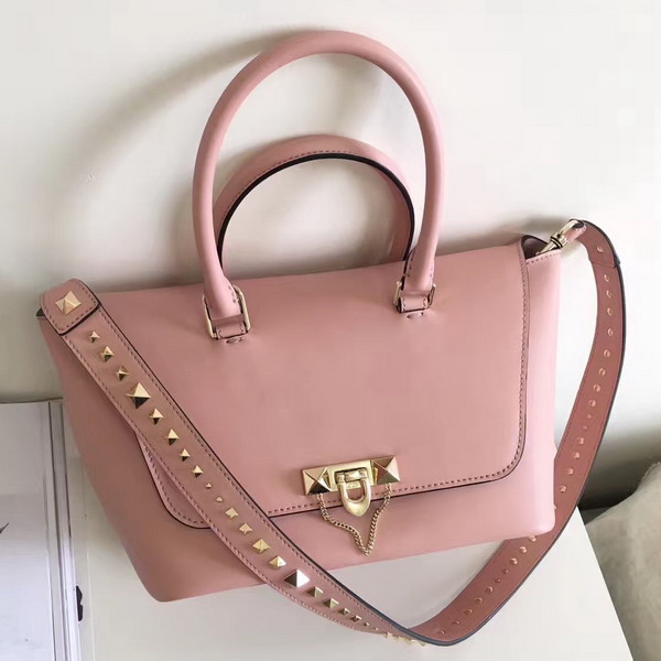 Valentino Garavani Demilune Double Handle Bag in Pink Calfskin Leather For Sale