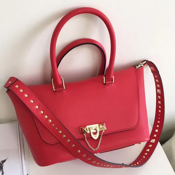 Valentino Garavani Demilune Double Handle Bag in Red Calfskin Leather For Sale