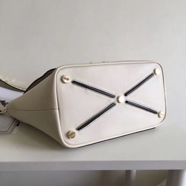 Valentino Garavani Demilune Double Handle Bag in White Calfskin Leather For Sale