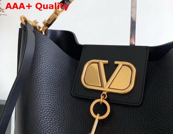 Valentino Garavani Escape Grainy Calfskin Hobo Bag in Black Replica