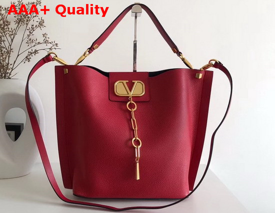 Valentino Garavani Escape Grainy Calfskin Hobo Bag in Red Replica