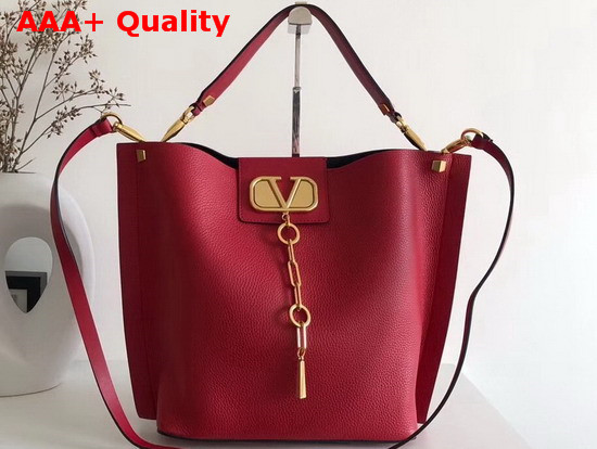 Valentino Garavani Escape Grainy Calfskin Hobo Bag in Red Replica