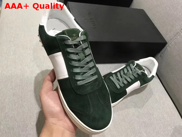 Valentino Garavani Flycrew Sneaker in Dark Green Suede Replica