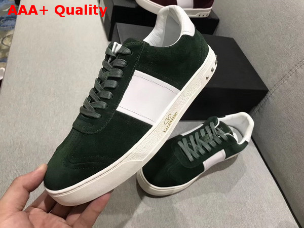 Valentino Garavani Flycrew Sneaker in Dark Green Suede Replica