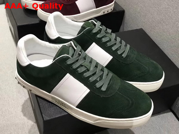 Valentino Garavani Flycrew Sneaker in Dark Green Suede Replica