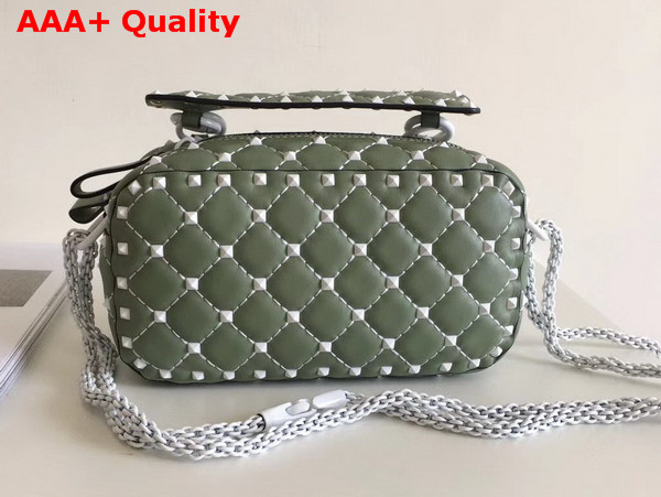 Valentino Garavani Free Rockstud Spike Camera Bag in Dark Green Soft Lambskin Leather Replica