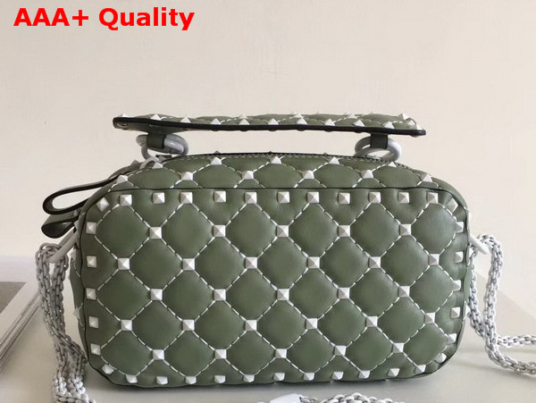 Valentino Garavani Free Rockstud Spike Camera Bag in Dark Green Soft Lambskin Leather Replica