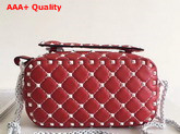 Valentino Garavani Free Rockstud Spike Camera Bag in Red Soft Lambskin Leather Replica