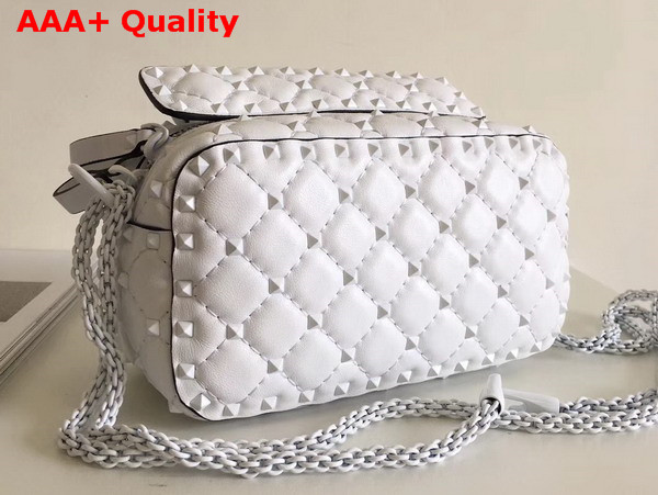 Valentino Garavani Free Rockstud Spike Camera Bag in White Soft Lambskin Leather Replica