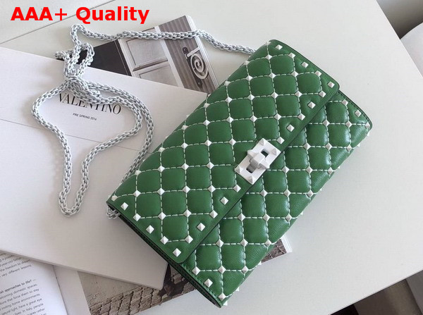 Valentino Garavani Free Rockstud Spike Chain Bag in Green Soft Lambskin Leather Replica