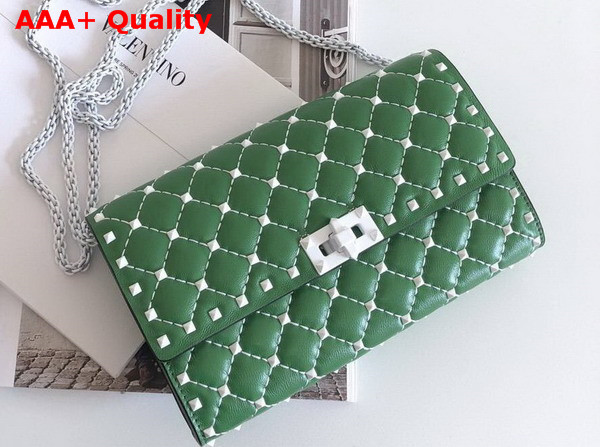 Valentino Garavani Free Rockstud Spike Chain Bag in Green Soft Lambskin Leather Replica