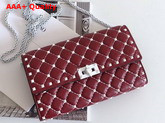 Valentino Garavani Free Rockstud Spike Chain Bag in Red Soft Lambskin Leather Replica