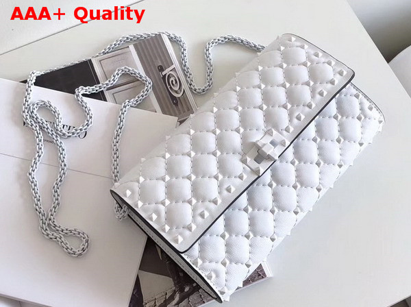 Valentino Garavani Free Rockstud Spike Chain Bag in White Soft Lambskin Leather Replica