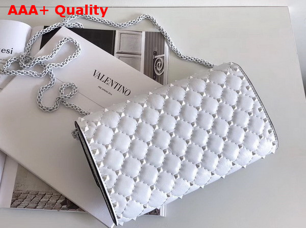 Valentino Garavani Free Rockstud Spike Chain Bag in White Soft Lambskin Leather Replica