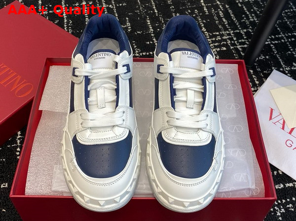 Valentino Garavani Freedots Low Top Sneaker in White and Blue Calfskin Replica