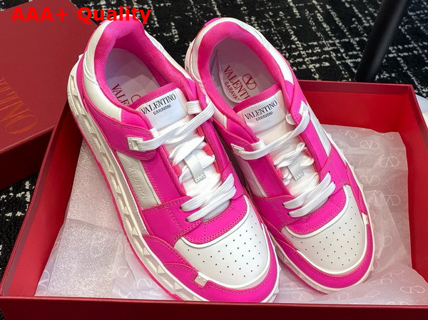 Valentino Garavani Freedots Low Top Sneaker in White and Rose Calfskin Replica