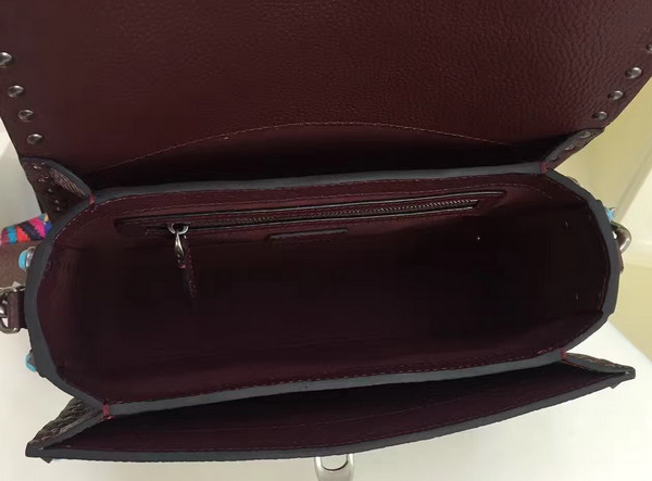 Valentino Garavani Guitar Rockstud Rolling Cross Body Bag in Bordeaux Calfskin for Sale