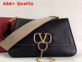 Valentino Garavani Large Vring Grainy Calfskin Crossbody Bag Black Replica