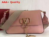 Valentino Garavani Large Vring Grainy Calfskin Crossbody Bag Pink Replica