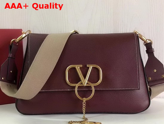 Valentino Garavani Large Vring Grainy Calfskin Crossbody Bag Rubin Replica