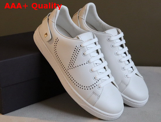 Valentino Garavani Leather Backnet Sneaker White Calfskin Replica