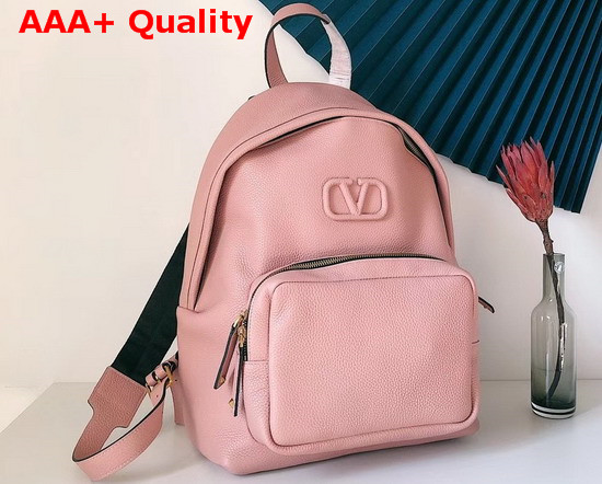 Valentino Garavani Leather Vsling Backpack with Front Pocket Pink Soft Grainy Calfskin Replica