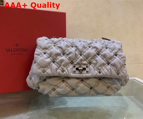 Valentino Garavani Medium Nappa Spikeme Shoulder Bag in Grey Replica