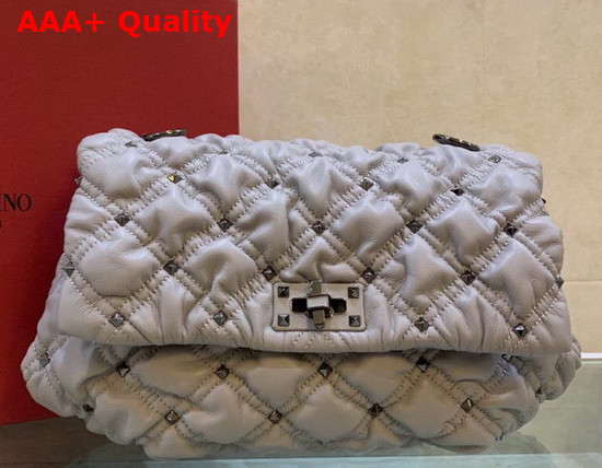 Valentino Garavani Medium Nappa Spikeme Shoulder Bag in Grey Replica