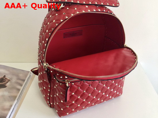 Valentino Garavani Medium Rockstud Spike It Backpack in Red Replica