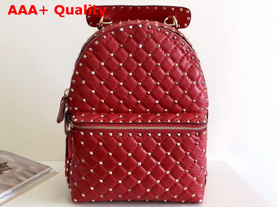 Valentino Garavani Medium Rockstud Spike It Backpack in Red Replica