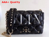 Valentino Garavani Medium VLTN Candystud Crossbody Bag in Black with White VLTN Print Replica