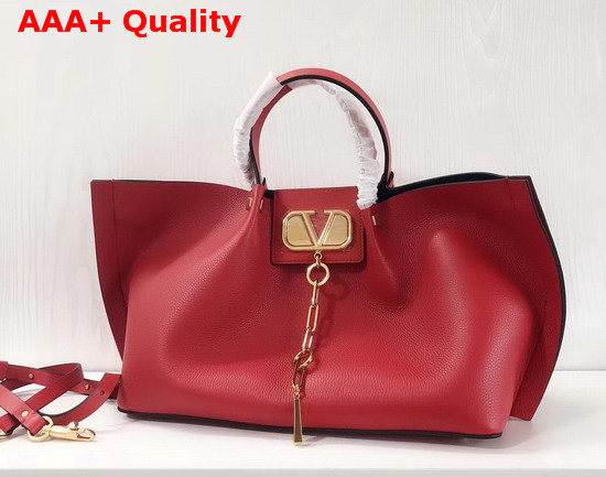 Valentino Garavani Medium Vlogo Escape Cowhide Shopper in Red Replica