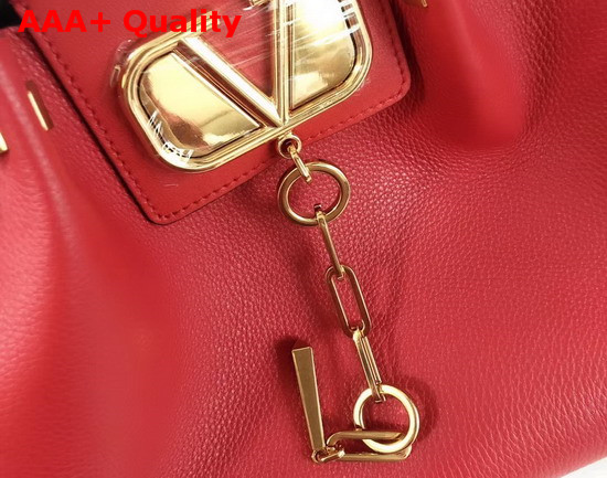 Valentino Garavani Medium Vlogo Escape Cowhide Shopper in Red Replica