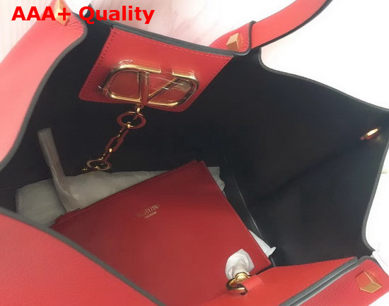 Valentino Garavani Medium Vlogo Escape Cowhide Shopper in Red Replica