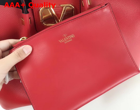 Valentino Garavani Medium Vlogo Escape Cowhide Shopper in Red Replica