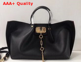 Valentino Garavani Medium Vlogo Escape Grainy Calfskin Shopper in Black Replica