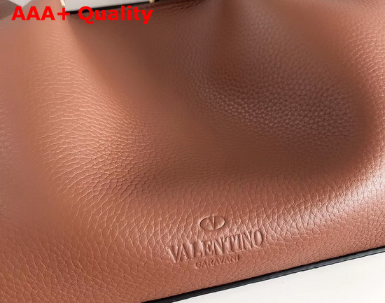 Valentino Garavani Medium Vlogo Escape Grainy Calfskin Shopper in Brown Replica