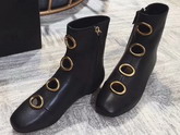 Valentino Garavani Metal Eyelets Bootie in Black Calfskin Leather For Sale