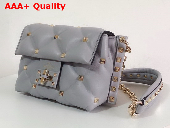 Valentino Garavani Mini Candystud Crossbody Bag in Light Grey Lambskin Replica