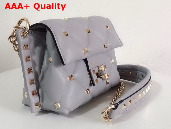 Valentino Garavani Mini Candystud Crossbody Bag in Light Grey Lambskin Replica