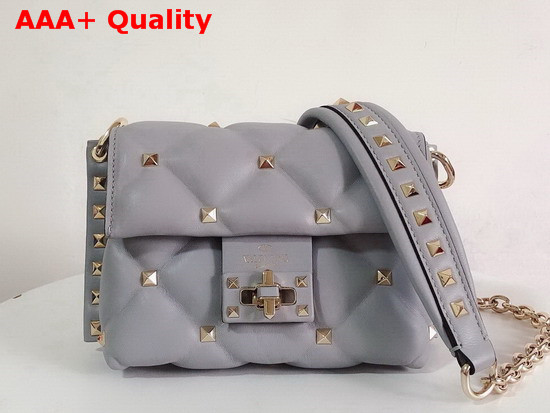 Valentino Garavani Mini Candystud Crossbody Bag in Light Grey Lambskin Replica