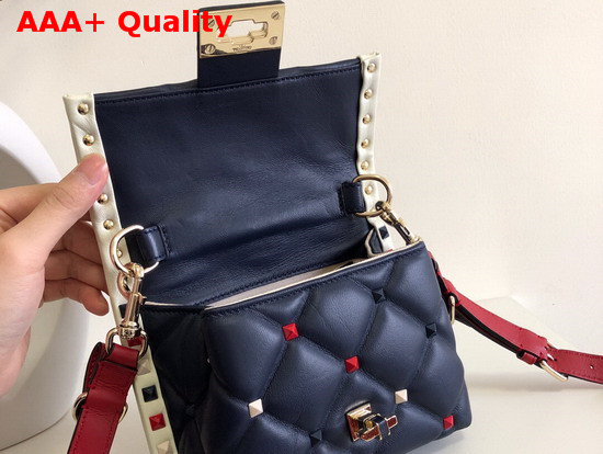 Valentino Garavani Mini Multicolor Candystud Top Handle Bag in Blue Supple Lambskin Replica