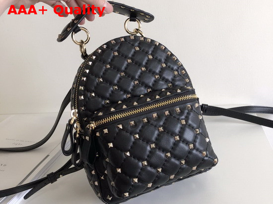 Valentino Garavani Mini Rockstud Spike Backpack in Black Supple Lambskin Leather Replica