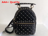 Valentino Garavani Mini Rockstud Spike Backpack in Black Supple Lambskin Leather Replica