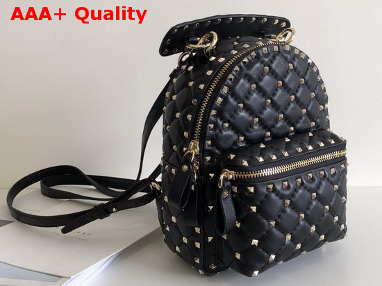 Valentino Garavani Mini Rockstud Spike Backpack in Black Supple Lambskin Leather Replica