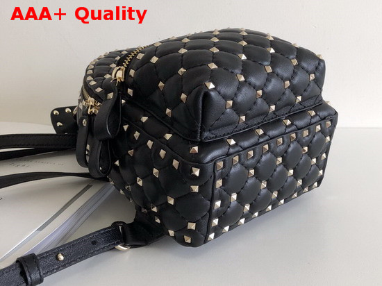 Valentino Garavani Mini Rockstud Spike Backpack in Black Supple Lambskin Leather Replica