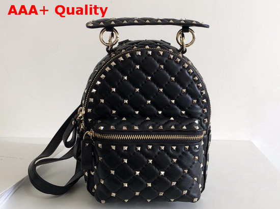 Valentino Garavani Mini Rockstud Spike Backpack in Black Supple Lambskin Leather Replica