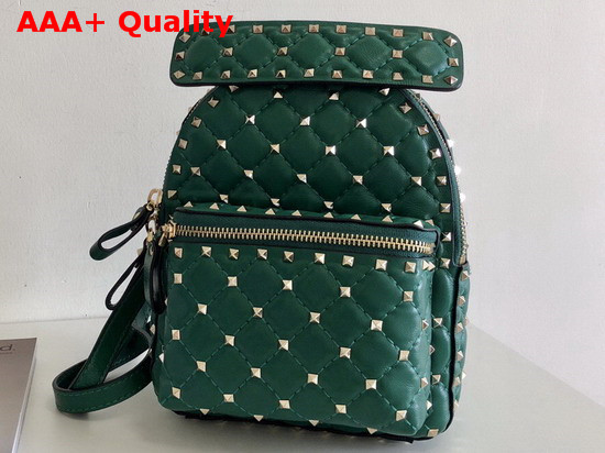 Valentino Garavani Mini Rockstud Spike Backpack in Green Supple Lambskin Leather Replica